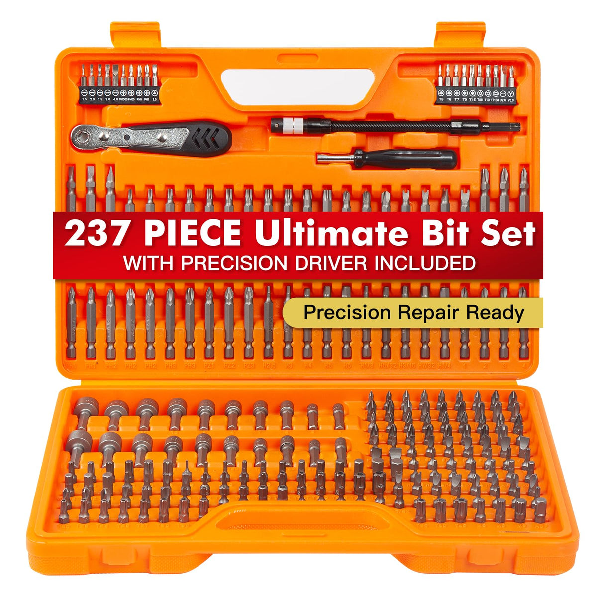 BOXIFY 237-piece bit set with chrome vanadium steel tips for high-torque projects