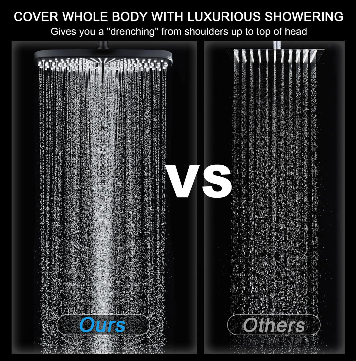BOZYBO dual shower head switch for convenient rainfall or handheld use