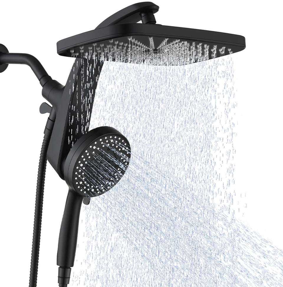 BOZYBO high pressure rain shower head with 12-inch square coverage for full body immersion