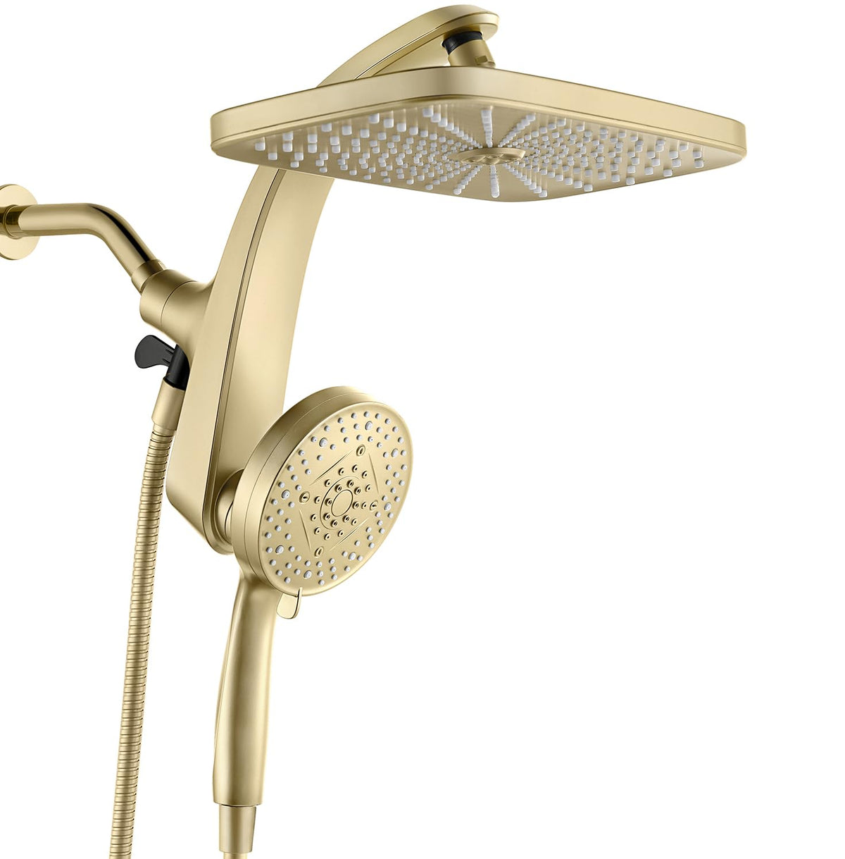 BOZYBO high-pressure 12-inch square rain head delivers wide coverage.