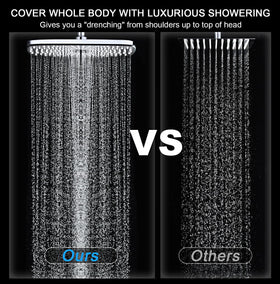 BOZYBO twelve-inch square rain shower head delivers immersive rain experience.
