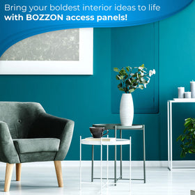 Bozzon access panel warranty badge signals lifetime warranty and support.