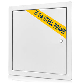 BOZZON 12x12 white access panel front view for drywall installations.