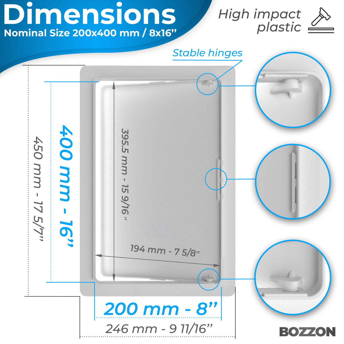 BoZZON drywall access panel installation guide demonstrates straightforward mounting for flush wall integration