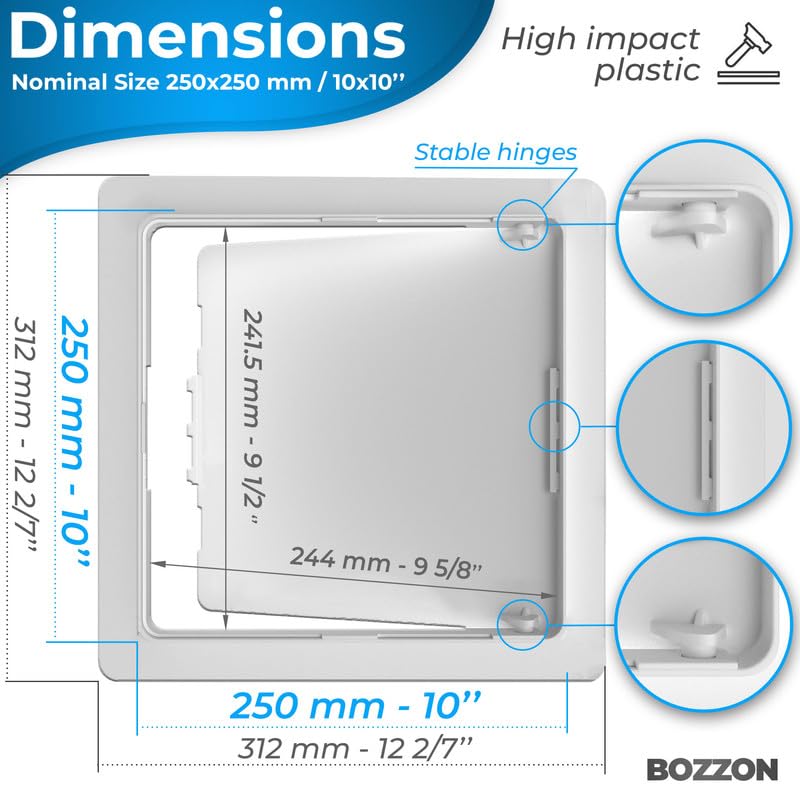 BOZZON wall hole cover with flush mount for clean ceilings and walls.