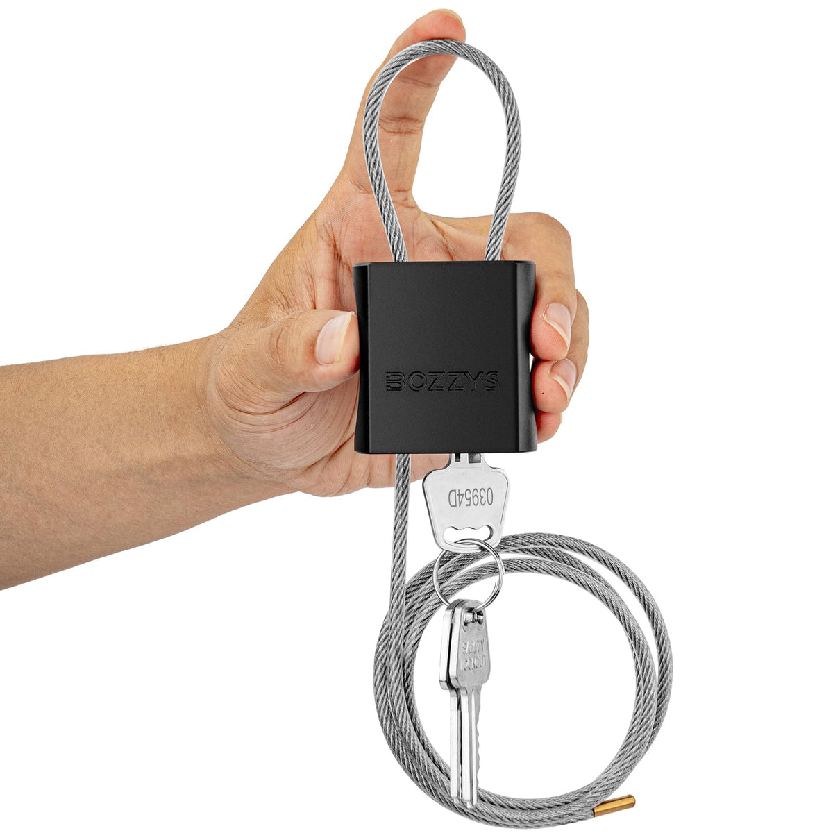 BOZZYS cable lock with three keys demonstrates quick security for bikes and lockers