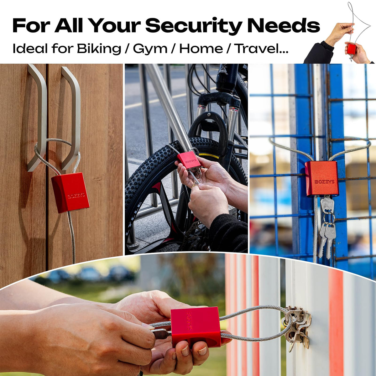 BOZZYS Cable Padlock weatherproof coating withstands rain and elements.
