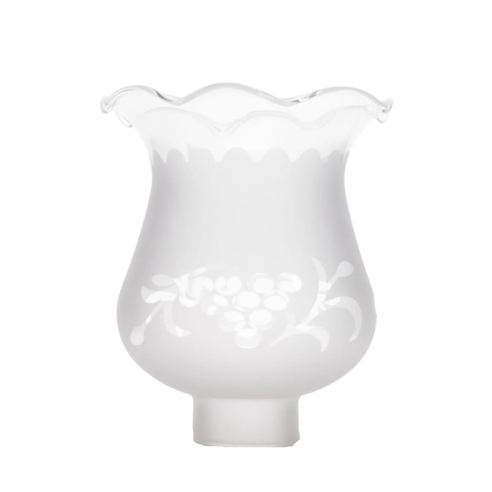 BP Lamp colonial shade with frosted etched finish enhances antique-globe lighting.