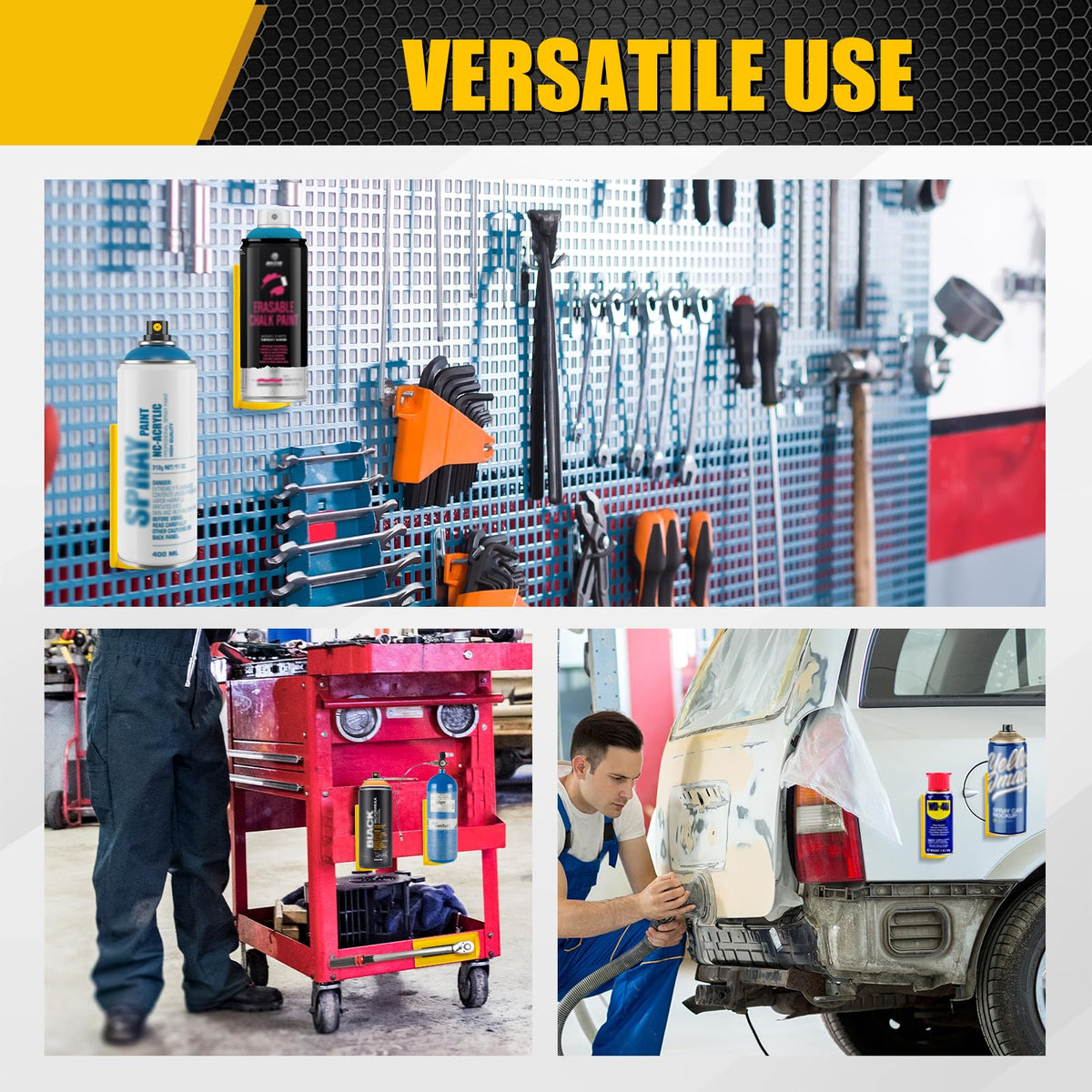 BPOPO versatile garage organizer for paint cans, spray bottles, and oil containers.