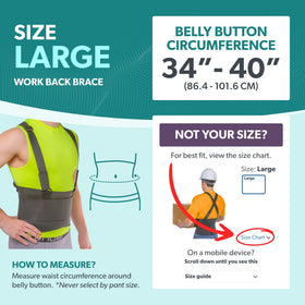 BraceAbility Work Back Brace features adjustable suspender straps for a personalized fit.