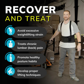 BraceAbility Work Back Brace helps maintain posture during long shifts.