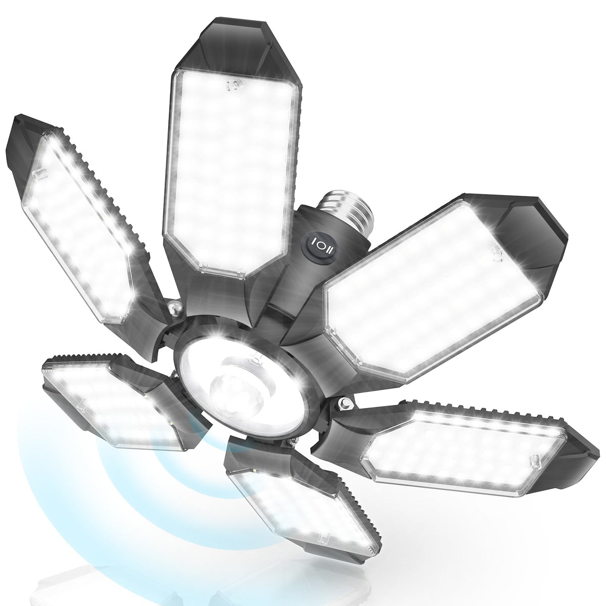 Brainiac motion sensor garage light with wide-angle coverage for dark spaces.