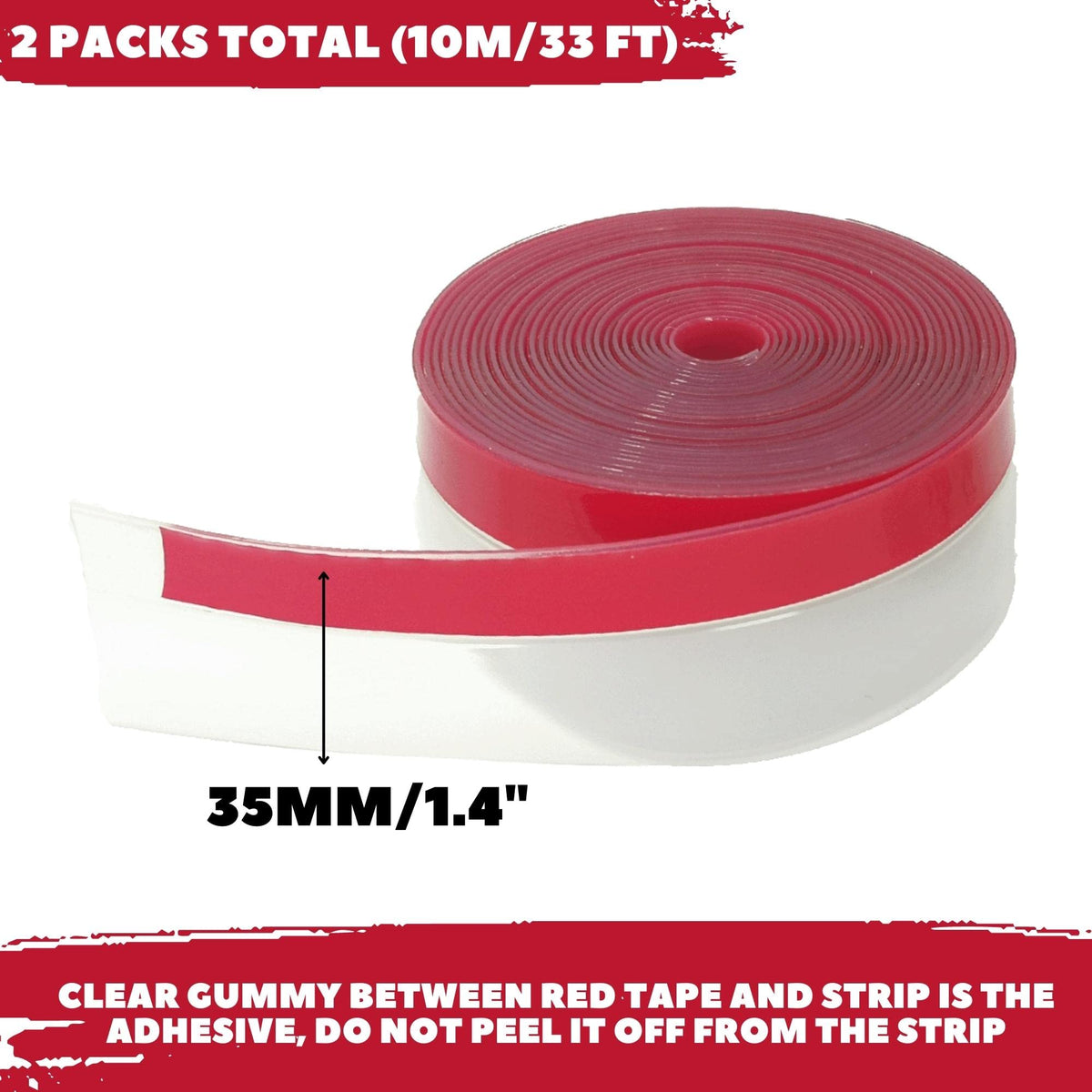 Brandzini Clear Weather Stripping Tape on door bottom helps reduce dust and noise