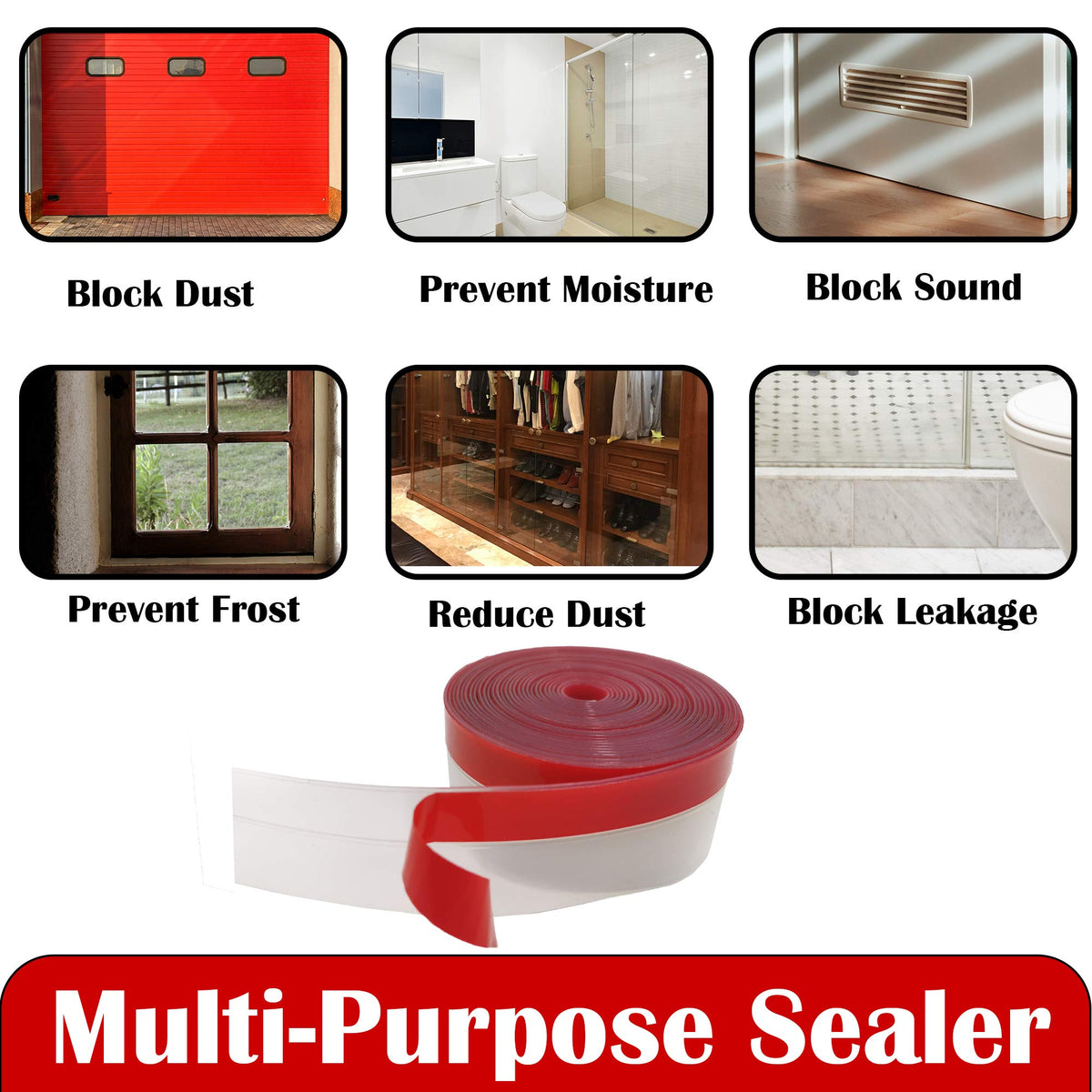 Brandzini Clear Weather Stripping Tape transparent seal example for doors and windows