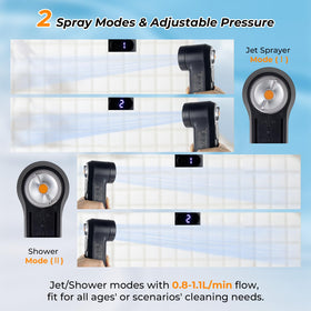 Brarvagur bidet dual spray knob showing jet and shower modes.