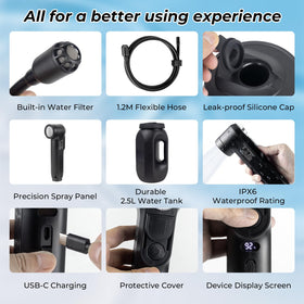 Brarvagur portable bidet shows IPX6 waterproof rating for wet settings.