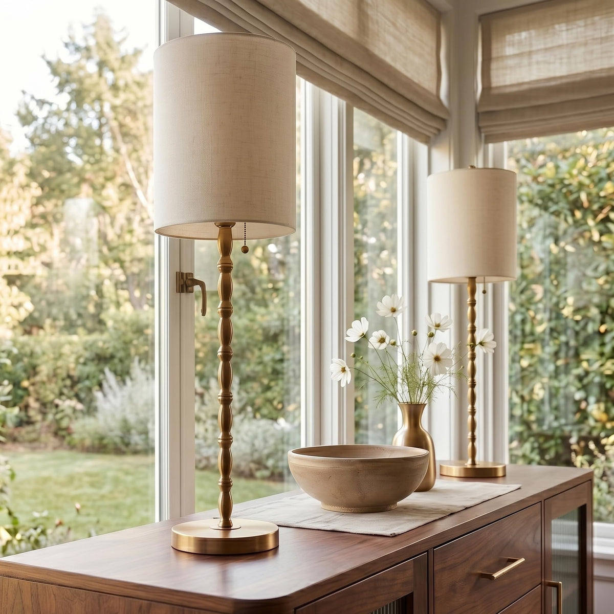 BRASSLISM buffet lamps brass finish detail showing durable metal design.