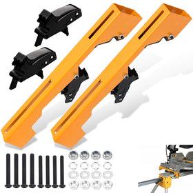 Braveboy DW7231 miter saw brackets attached to a Dewalt stand for quick, secure mounting