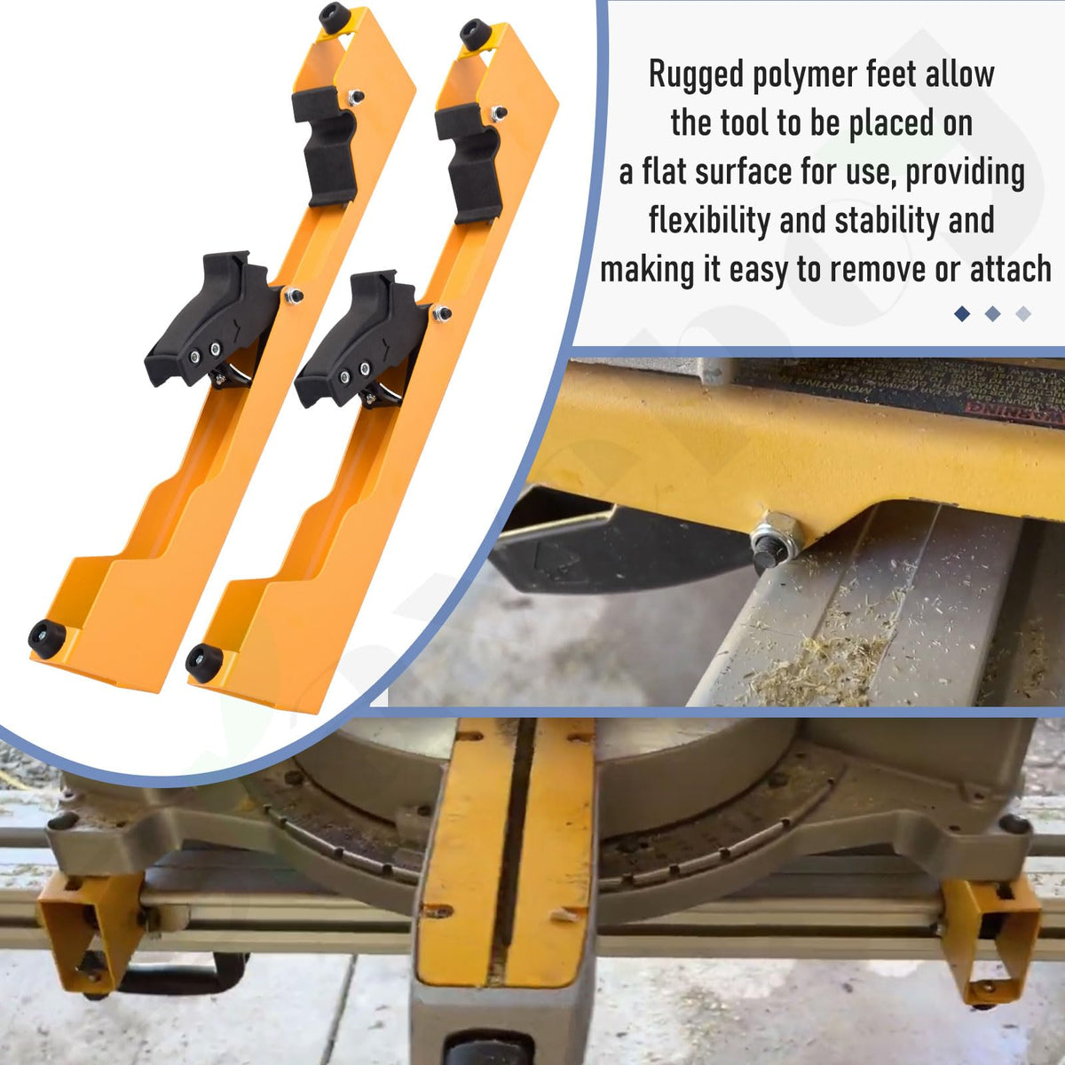 Rugged polymer feet keep theBraveboy setup steady on flat surfaces