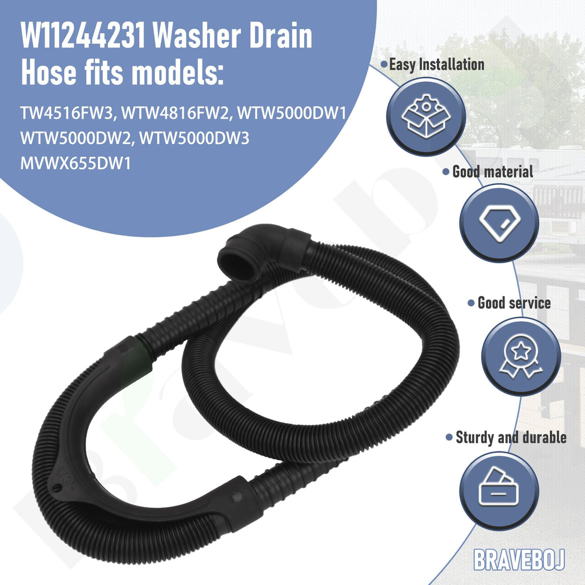 Braveboy drain hose helps prevent water leaks in laundry areas