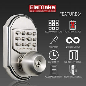 Bravex deadbolt close-up, borehole 2-1/8 inch compatibility.
