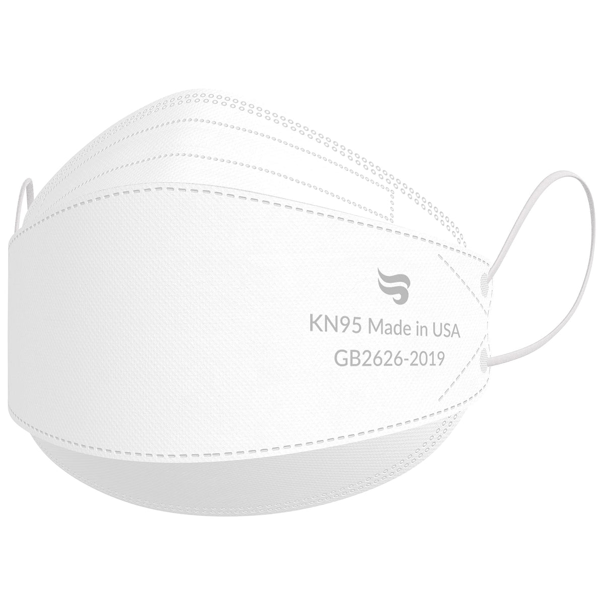 Breatheze KN95 mask 3D style white pack shot for lightweight comfort