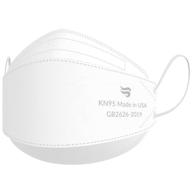 Breatheze KN95 mask 3D style white pack shot for lightweight comfort