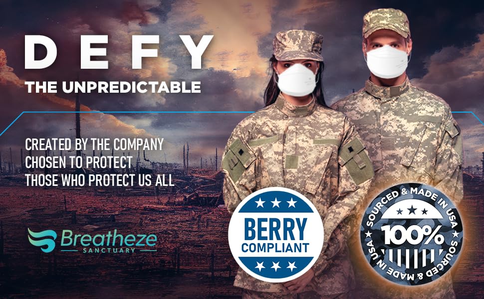 Breatheze KN95 mask side view with earloops for snug wear