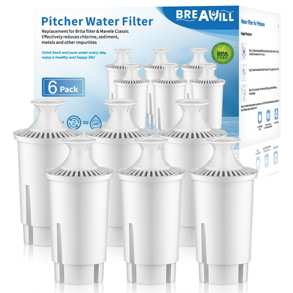 BREAUILL water filter replacement for classic pitchers delivers clean, great-tasting water