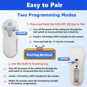 Indicator LED confirms successful pairing on Breeze Bay remote.