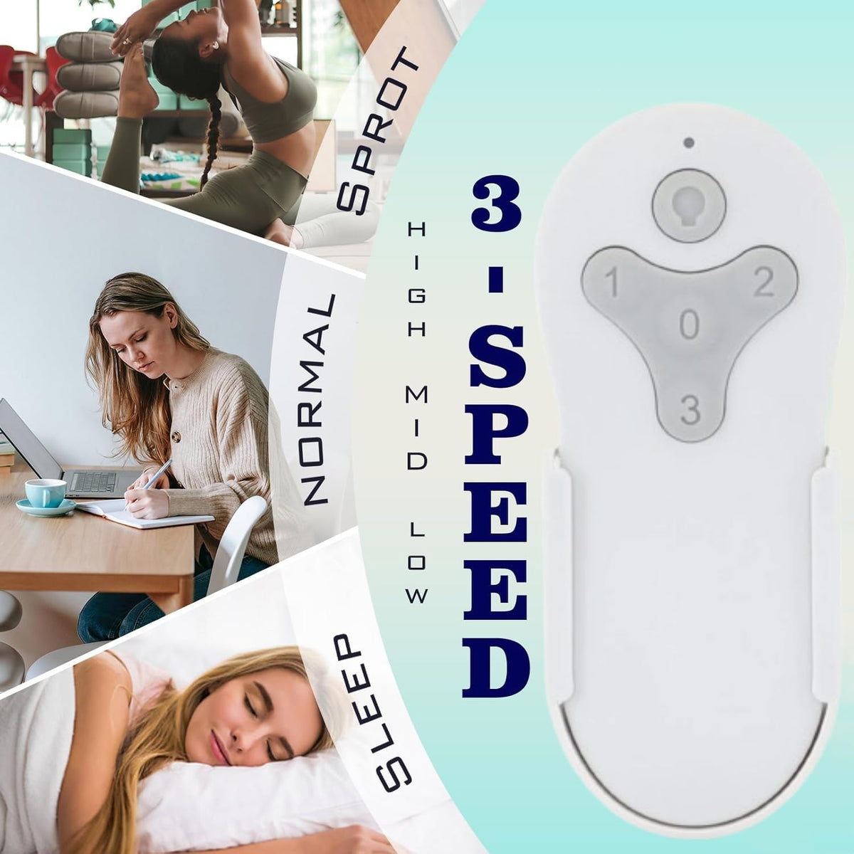 Remotely adjust fan speed and light for ambience with Breeze Bay remote.