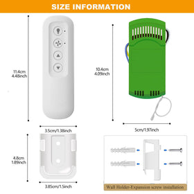 Package contents of Breeze Bay ceiling fan remote kit