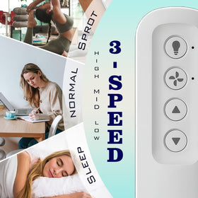 Breeze Bay remote in use controls fan speed and light from the couch.