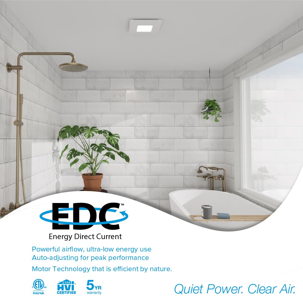 Breeze Easy 5-CCT dimmable LED supports customizable bathroom lighting.