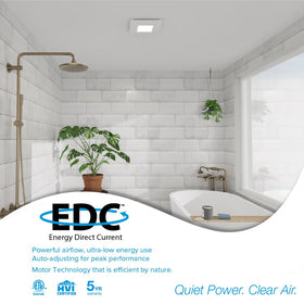 Breeze Easy 5-CCT dimmable LED supports customizable bathroom lighting.