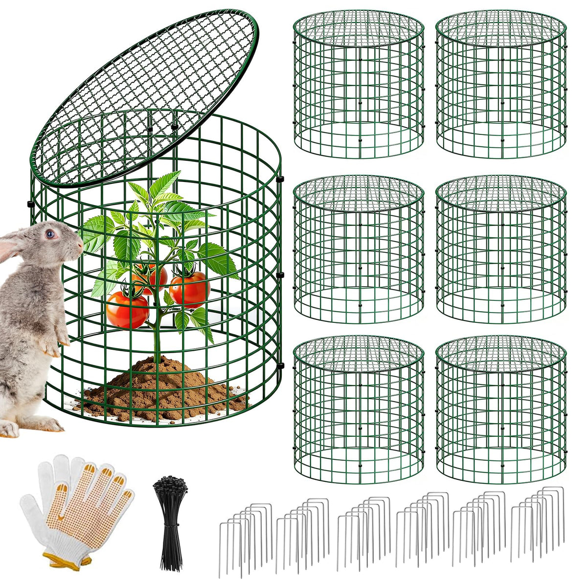 Breeze Touch plant protectors with 12-inch cages shield tender greens from animals.