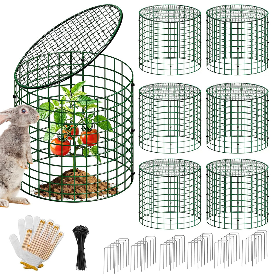 Breeze Touch plant protectors with 12-inch cages shield tender greens from animals.