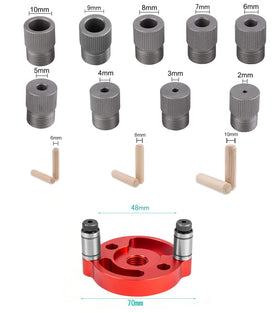 Breezliy dowel guide setup on wood demonstrates quick alignment for accurate panel joints.