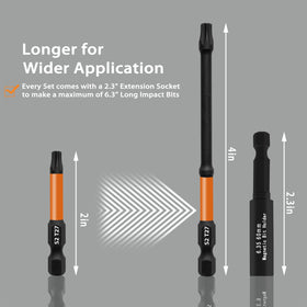 4-inch length improves reach for tight spaces and deep fasteners.