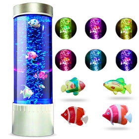 Brewish Bubble Fish Lamp front view with moving fish and bubbles for calming ambient light