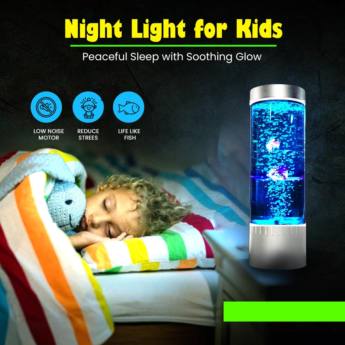 Brewish Bubble Fish Lamp tank detail showing clear acrylic chamber with lifelike fish