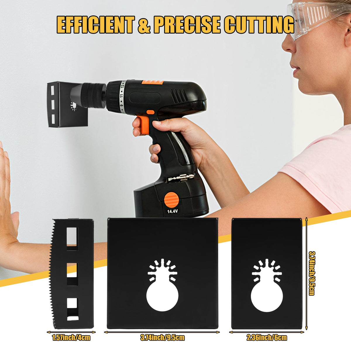 BRHABO square slot cutter fits most oscillating tools for quick setup.