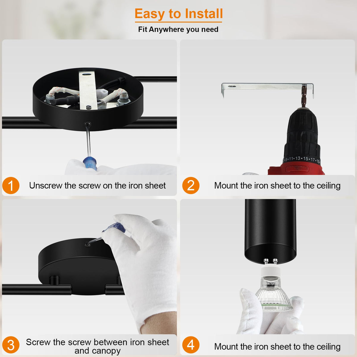 Bricosmocon energy-efficient lighting kit with adjustable beams for task lighting.