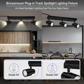 Rotatable track heads provide flexible directions for kitchen, hallway, or bedroom lighting.