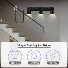 Bricosmocon three-light ceiling track spotlight with adjustable heads for living room ambiance.