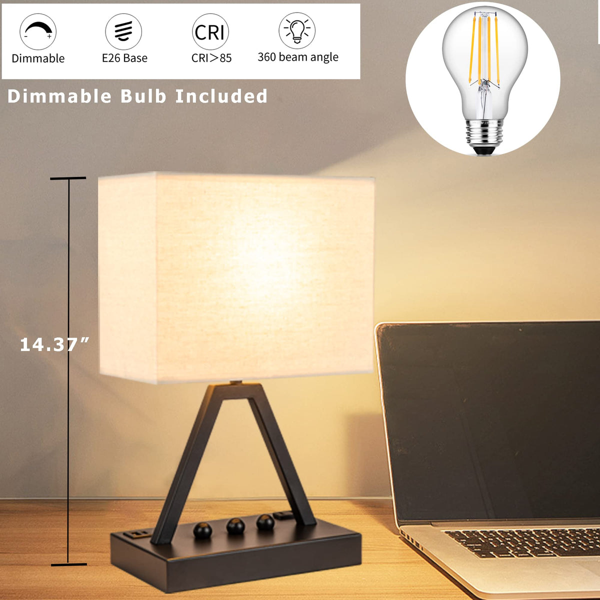 Briever bedside lamp with built-in phone stand.