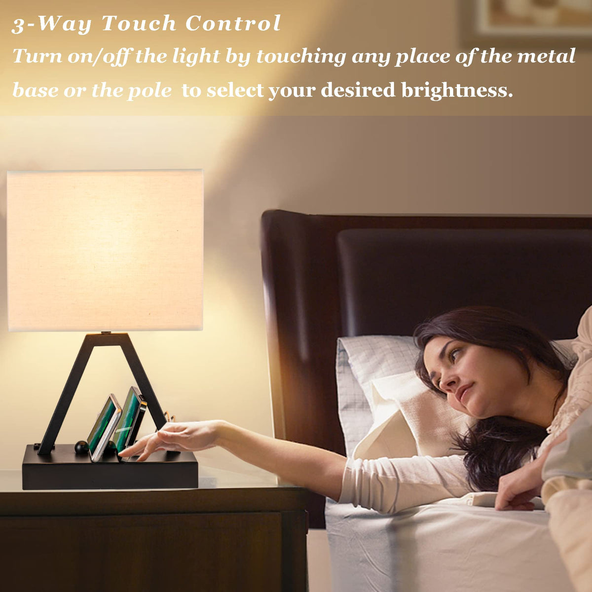 Briever lamp with AC outlet for simultaneous charging.