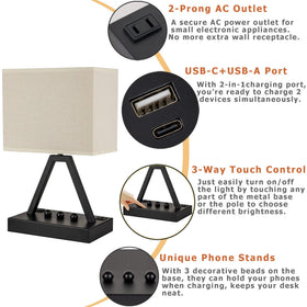 Briever table lamp USB-C port ready for devices.