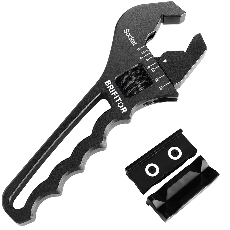 BRIFITOR AN fittings wrench shows 3AN-16AN range for versatile hose fittings.