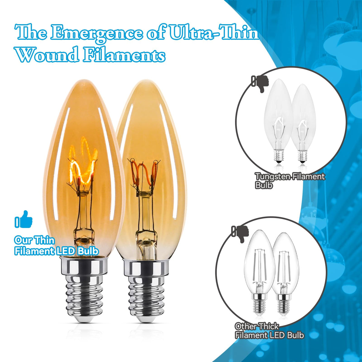 Brighfivey amber glass candle bulb for cozy ambience
